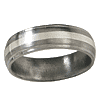 Titanium 6mm Satin Wedding Band Sterling Silver Inlay Grooved Edges