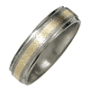 6mm Titanium Band with 14kt Yellow Gold Inlay and Flat Grooved Edges
