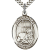 Sterling Silver 1in St Benjamin Medal & 24in Chain