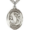 Sterling Silver 1in St Cecilia Medal & 24in Chain
