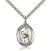 Sterling Silver 1in St Bernadette Medal & 24in Chain