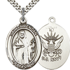 Sterling Silver 1in St Brendan & Navy Medal & 24in Chain