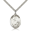 Sterling Silver 1in Oval St Charles Medal & 24in Chain