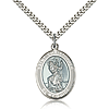 Sterling Silver 1in Blue St Christopher Be My Guide Medal & 24in Chain