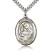 Sterling Silver 1in St Clare Medal & 24in Chain
