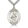 Sterling Silver 1in St Jane Medal & 24in Chain