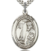 Sterling Silver 1in St Elmo Medal & 24in Chain