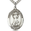 Sterling Silver 1in Oval St Francis Medal & 24in Chain
