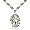Sterling Silver 1in St Gabriel Medal & 24in Chain
