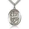 Sterling Silver 1in St George Medal & 24in Chain