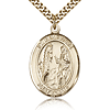 Gold Filled 1in St Genevieve Medal & 24in Chain