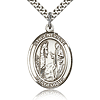 Sterling Silver 1in St Genevieve Medal & 24in Chain