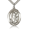 Sterling Silver 1in St Hubert Medal & 24in Chain