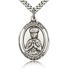 Sterling Silver 1in St Henry II Medal & 24in Chain