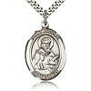 Sterling Silver 1in St Isidore of Seville Medal & 24in Chain