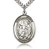 Sterling Silver 1in Oval St James Medal & 24in Chain