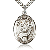 Sterling Silver 1in St Jason Medal & 24in Chain