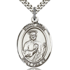 Sterling Silver 1in Oval St Jude Medal & 24in Chain