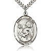 Sterling Silver 1in St Kevin Medal & 24in Chain