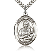 Sterling Silver 1in St Lawrence Medal & 24in Chain