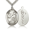 Sterling Silver 1in St Luke the Apostle & Doctor Medal & 24in Chain