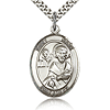 Sterling Silver 1in St Mark Medal & 24in Chain