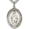 Sterling Silver 1in Miraculous Medal & 24in Chain