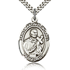 Sterling Silver 1in St Martin de Porres Medal & 24in Chain
