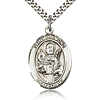 Sterling Silver 1in St Raymond Medal & 24in Chain