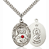 Sterling Silver 1in Scapular Medal with 3mm Ruby Bead & 24in Chain