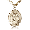 Gold Filled 1in Oval St Sebastian Medal & 24in Chain