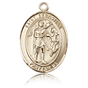 14kt Yellow Gold Oval 1in St Sebastian Medal
