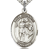 Sterling Silver 1in St Sebastian Medal & 24in Chain