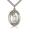 Sterling Silver 1in St Stephen Medal & 24in Chain