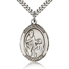 Sterling Silver 1in St Zachary Medal & 24in Chain
