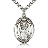 Sterling Silver 1in St Stanislaus Medal & 24in Chain