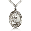 Sterling Silver 1in St Pio Medal & 24in Chain