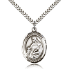 Sterling Silver 1in St Agnes Medal & 24in Chain