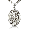 Sterling Silver 1in St Jerome Medal & 24in Chain