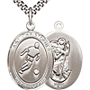 Sterling Silver 1in St Christopher Soccer Player Medal & 24in Chain