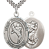 Sterling Silver 1in St Christopher Martial Arts Medal & 24in Chain