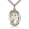 Sterling Silver 1in St Cecilia Band Medal & 24in Chain
