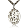 Sterling Silver 1in St Kateri Equestrian Medal & 24in Chain
