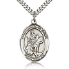 Sterling Silver 1in St Martin of Tours Medal & 24in Chain