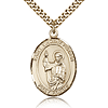 Gold Filled 1in St Vincent Ferrer Medal & 24in Chain