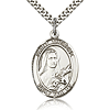 Sterling Silver 1in St Therese of Lisieux Medal & 24in Chain