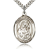 Sterling Silver 1in St Gertrude Medal & 24in Chain