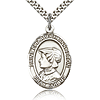 Sterling Silver 1in St Elizabeth Ann Seton Medal & 24in Chain