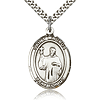 Sterling Silver 1in St Maurus Medal & 24in Chain