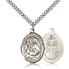 Sterling Silver 1in Our Lady of Mount Carmel Medal & 24in Chain